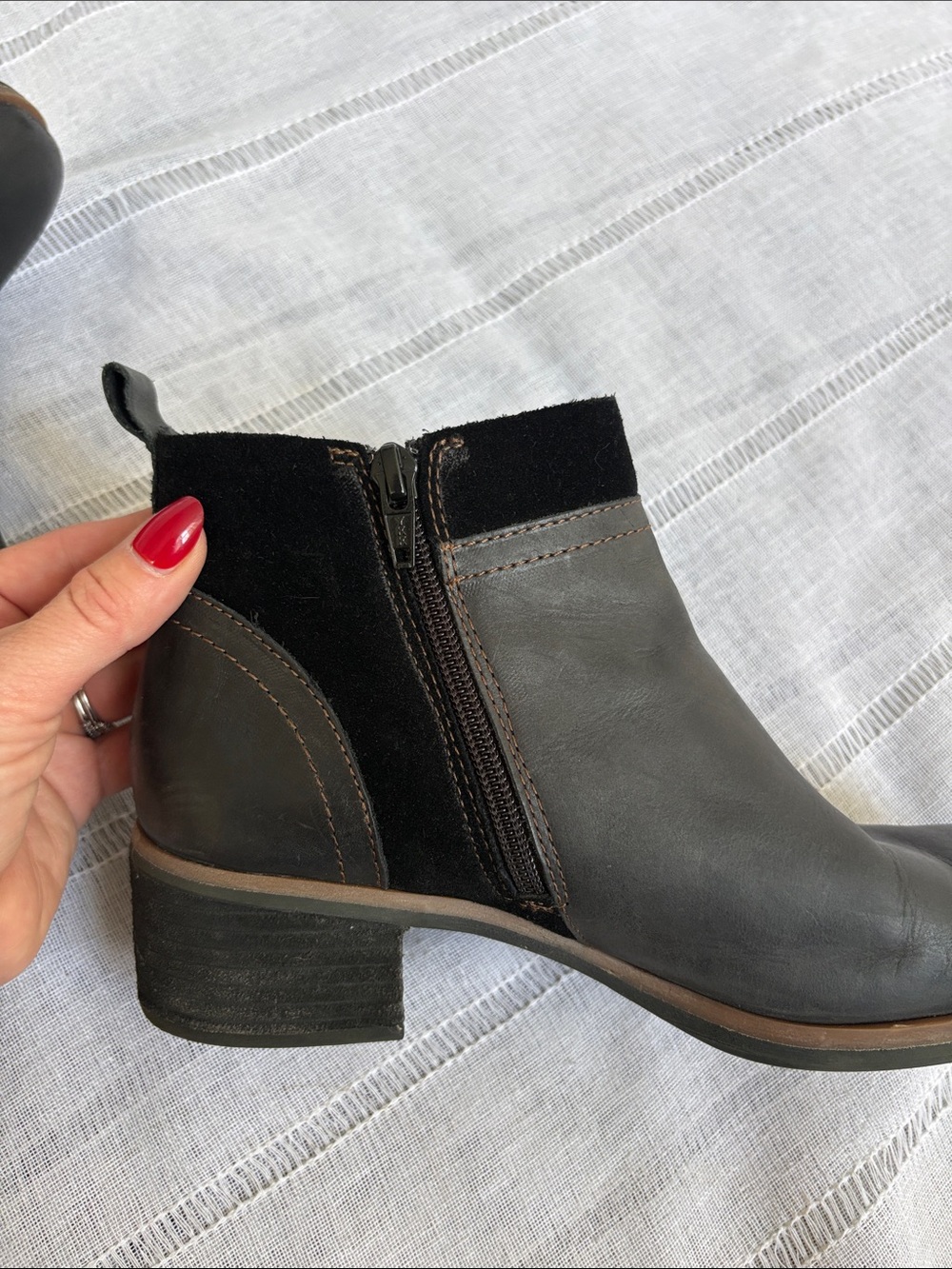 Korks Black Leather and Suede Ankle Booties - Picture 6 of 12